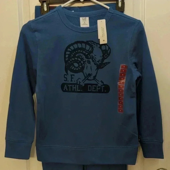 Gap Boy Terry Lined graphic Print crewneck pullover sweatshirt and pants - Picture 8 of 8